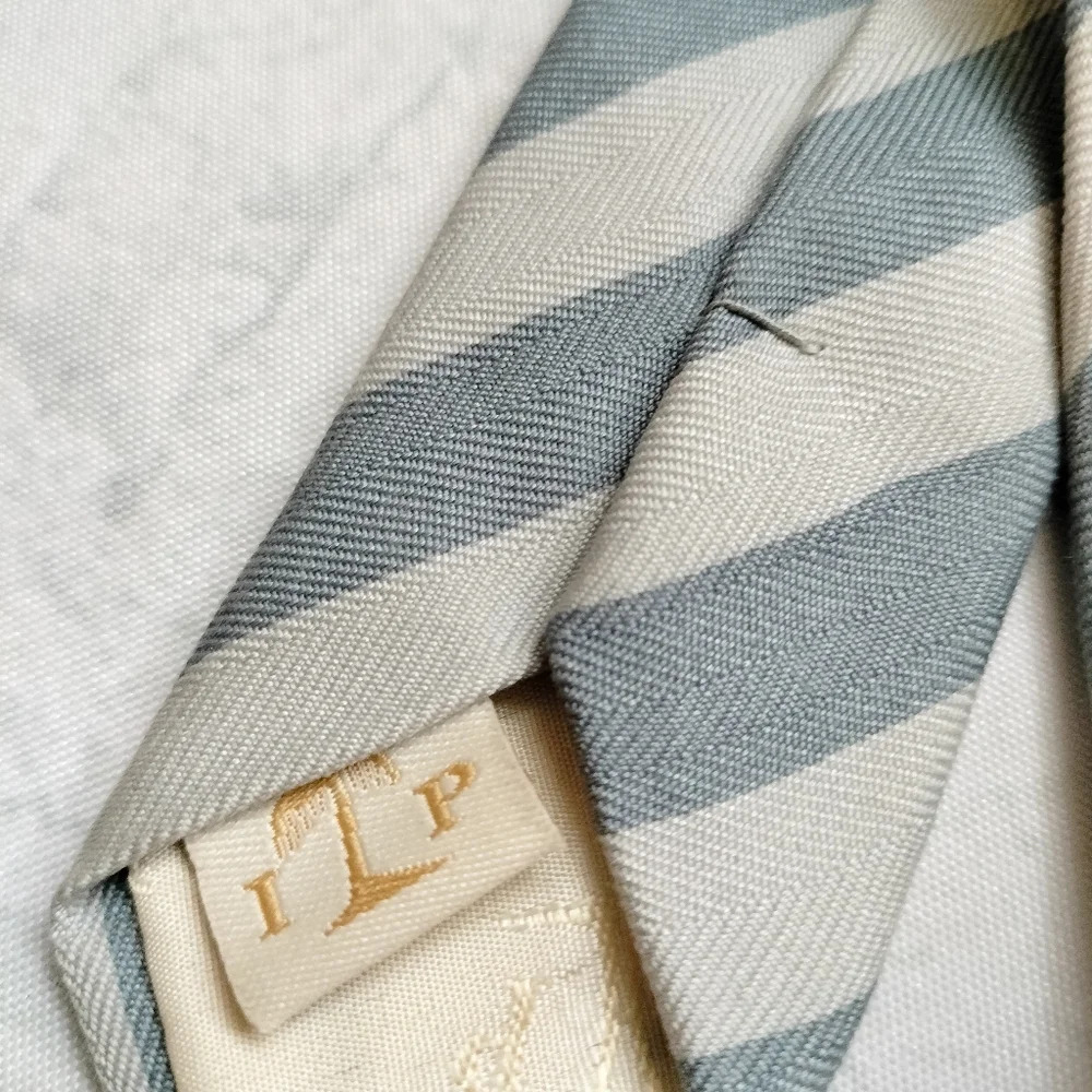 Tommy Bahama Tie Necktie Blue Gray Tropical Flower Striped Handmade Aloha 58x4 - Picture 3 of 8